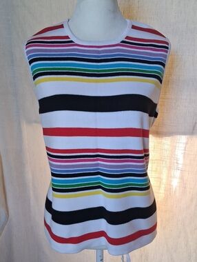 Designers Originals Vintage multi-colored knit striped sleeveless Top L